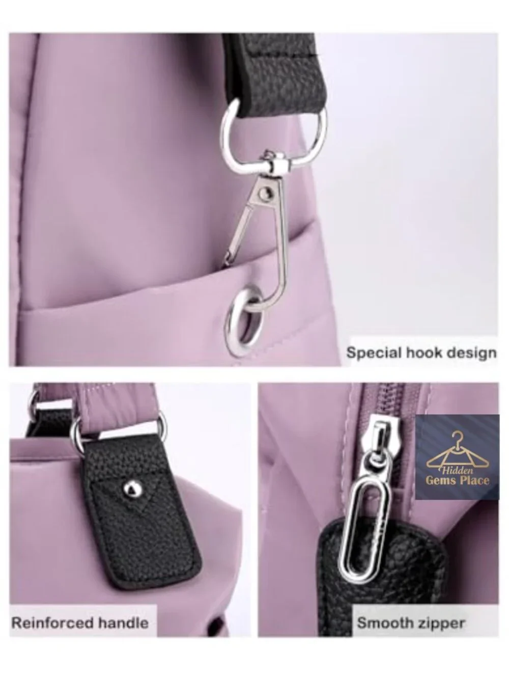 Water resistant nylon tote bag multi pocket hobo shoulder travel purse